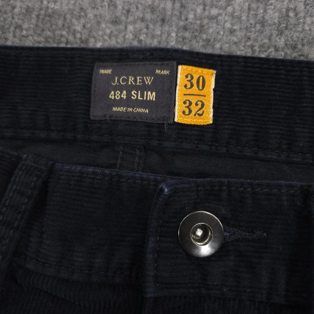 J Crew Corduroy Pants Mens 30X32 Deep Navy Blue 484 Slim Straight Preppy Casual‎